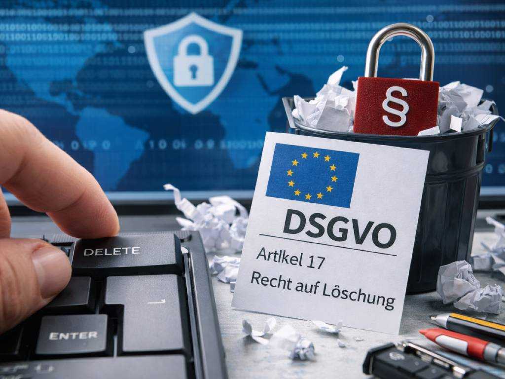 Recht auf Löschung DSGVO nach Art. 17 DSGVO – Symbolbild zur Löschung personenbezogener Daten und Datenschutz-Compliance