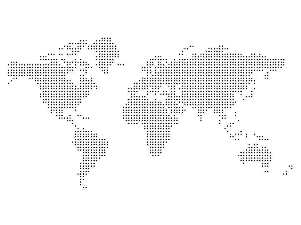 Weltkarte aus Punkten als Symbol für Dienstreisen in Krisenregionen und globale Arbeitssicherheit